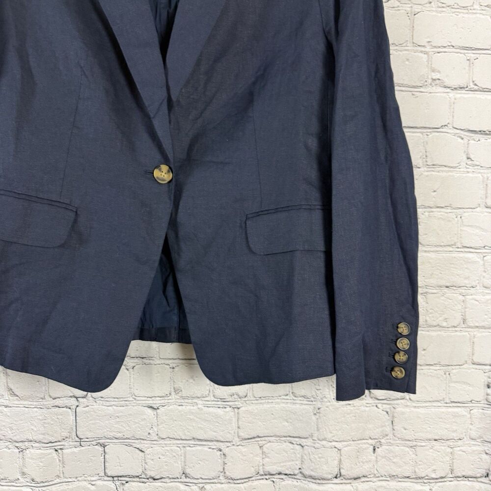 QUINCE European Linen Structured Blazer Jacket Women L Deep Navy Minimalist - Picture 9 of 14